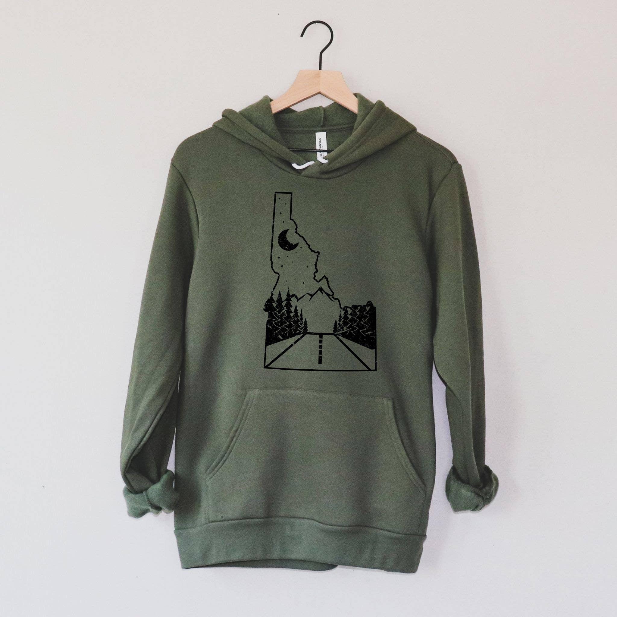 WHOLESALE Idaho State Road Mountain Hoodie Sweatshirt | Crewneck 019-Sweatshirts-208 Tees Wholesale, Idaho