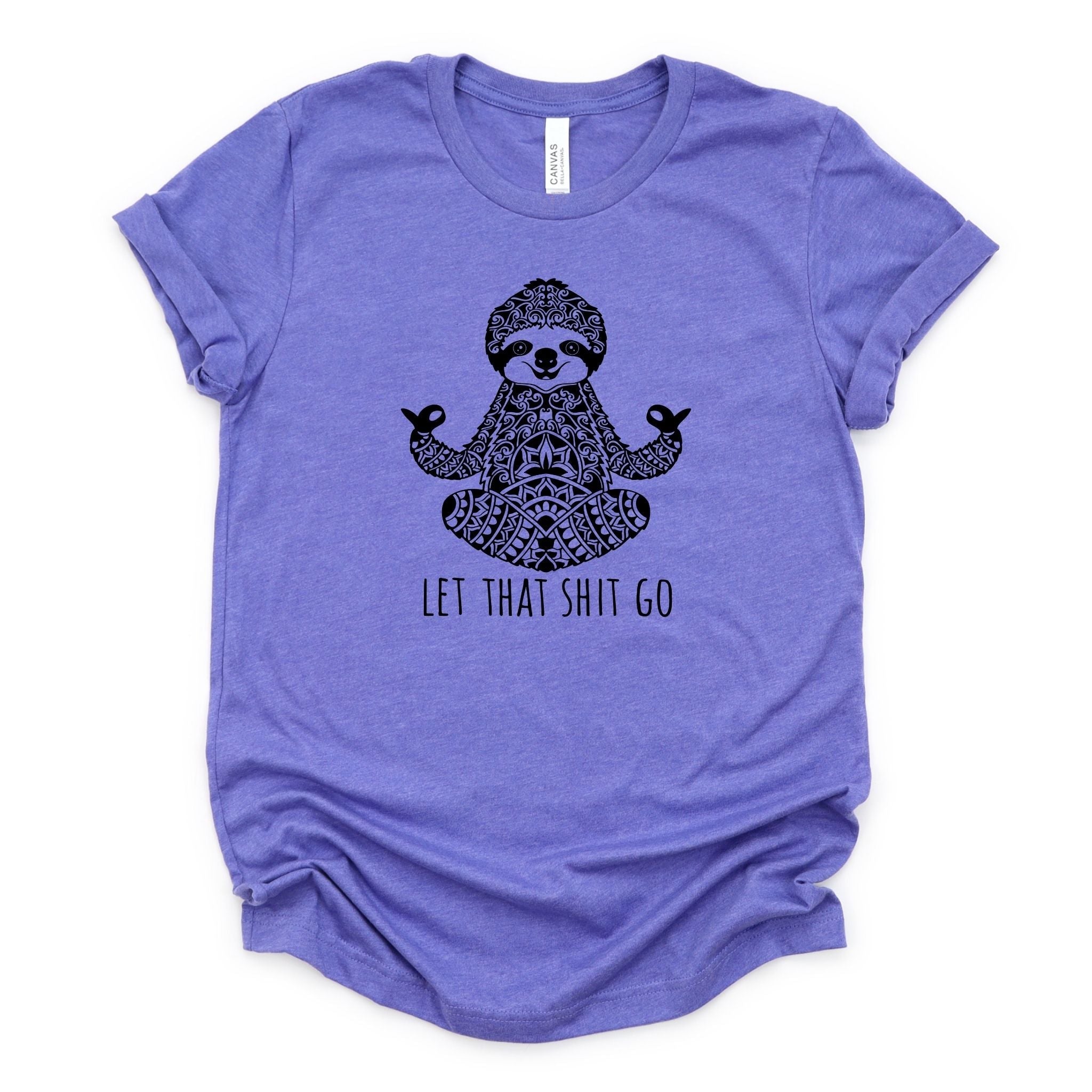 Let That Shit Go Sloth Yoga Graphic Tee Long Sleeve 045-Graphic Tees-208 Tees Wholesale, Idaho