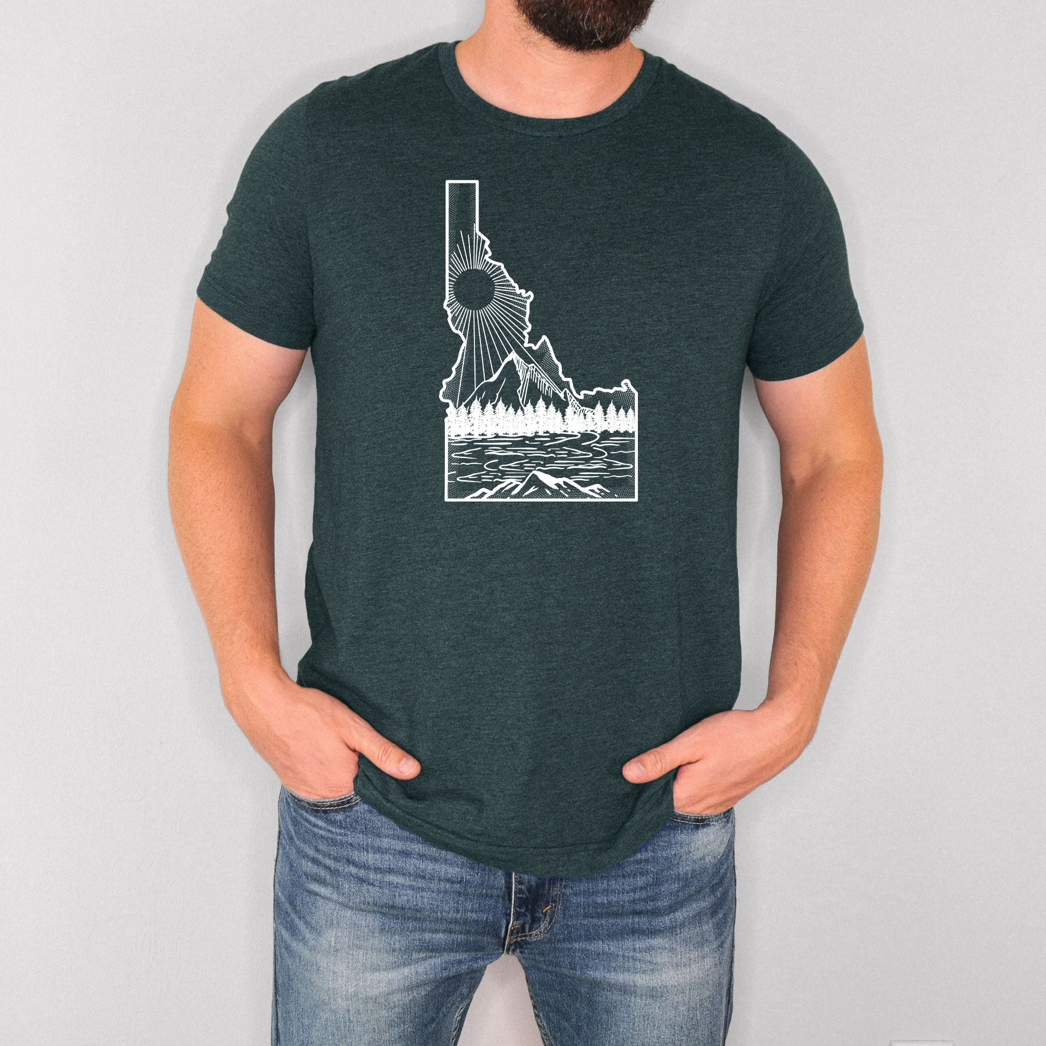 Idaho State Sun & Mountain Graphic Tee 020-Graphic Tees-208 Tees Wholesale, Idaho