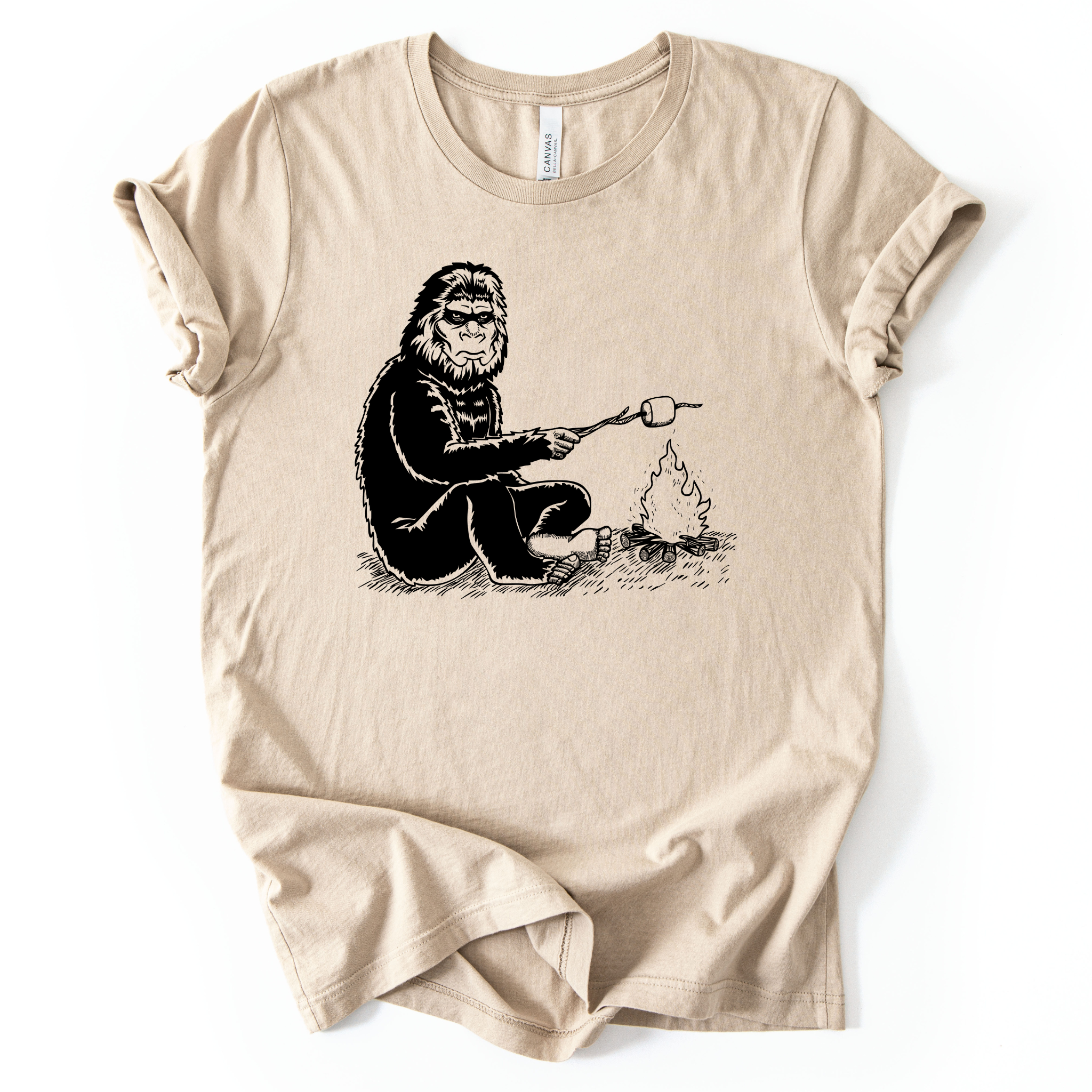 Bigfoot S’mores Campfire Graphic Tee Long Sleeve 021-Graphic Tees-208 Tees Wholesale, Idaho