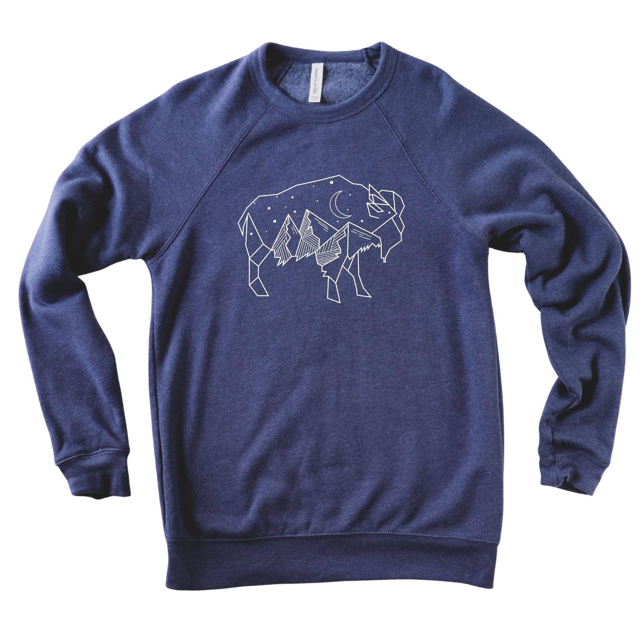 WHOLESALE Geometric Buffalo Mountain Hoodie Sweatshirt | Crewneck 006-Sweatshirts-208 Tees Wholesale, Idaho