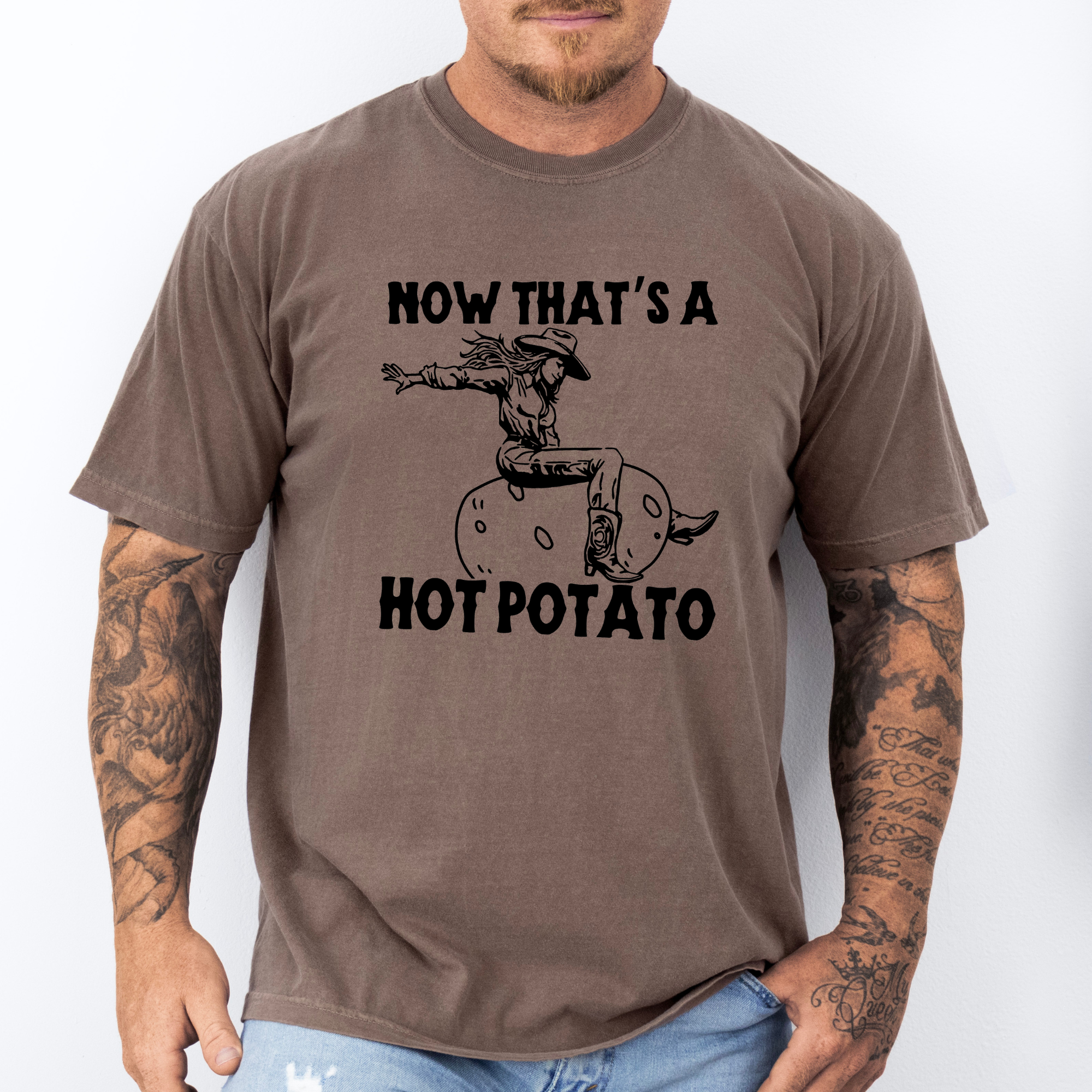 Hot Potato Cowgirl Graphic Tee Long Sleeve 086-Graphic Tees-208 Tees Wholesale, Idaho