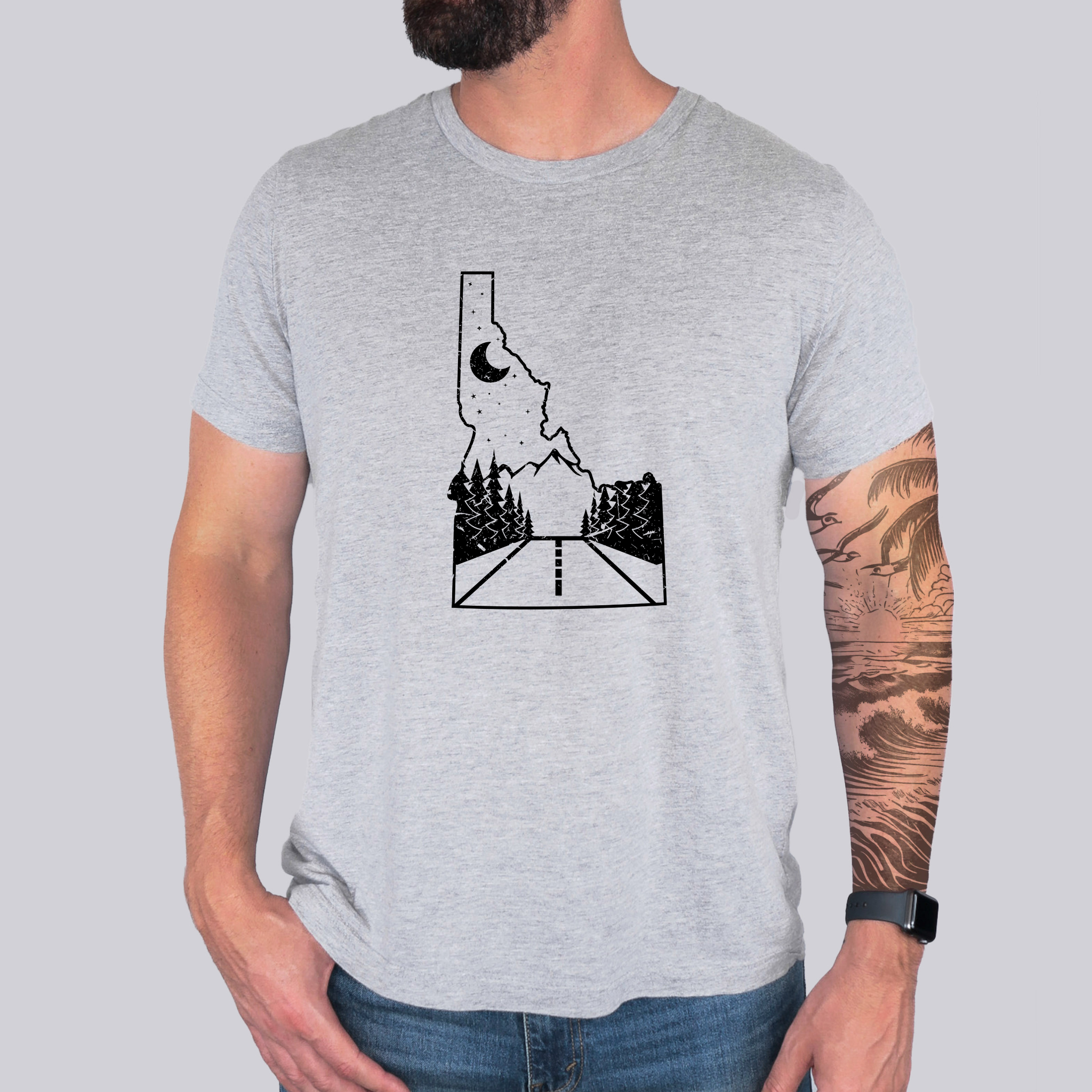Idaho State Road Mountain Graphic Tee Long Sleeve 019-Graphic Tees-208 Tees Wholesale, Idaho