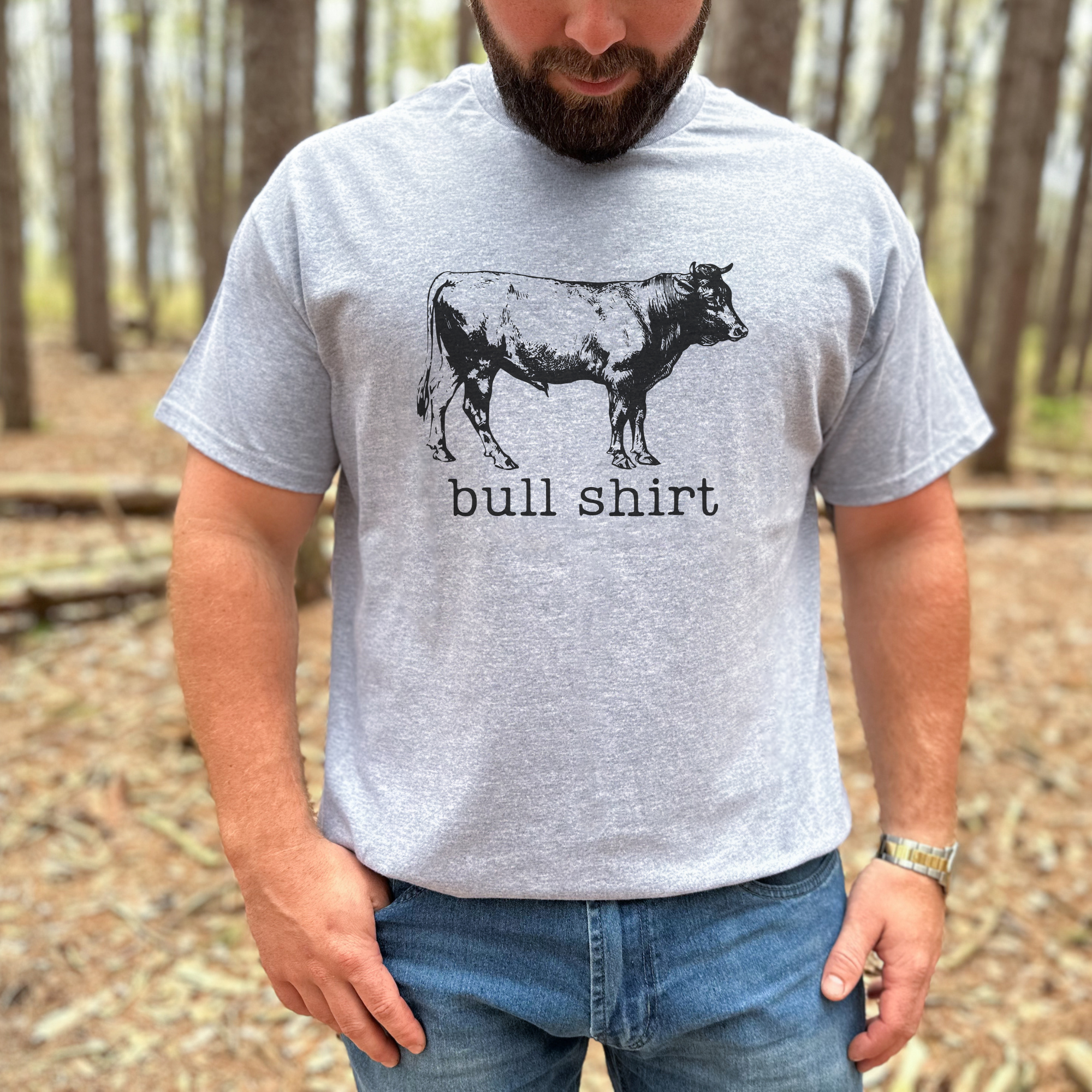 Bull Shirt Graphic Tee Long Sleeve 159-Graphic Tees-208 Tees Wholesale, Idaho