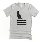 Idaho State Outline American Flag Graphic Tee Long Sleeve 157-Graphic Tees-208 Tees Wholesale, Idaho