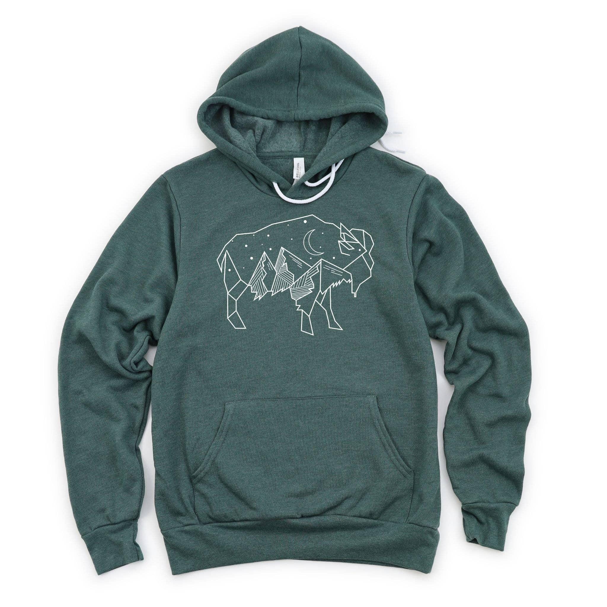 WHOLESALE Geometric Buffalo Mountain Hoodie Sweatshirt | Crewneck 006-Sweatshirts-208 Tees Wholesale, Idaho