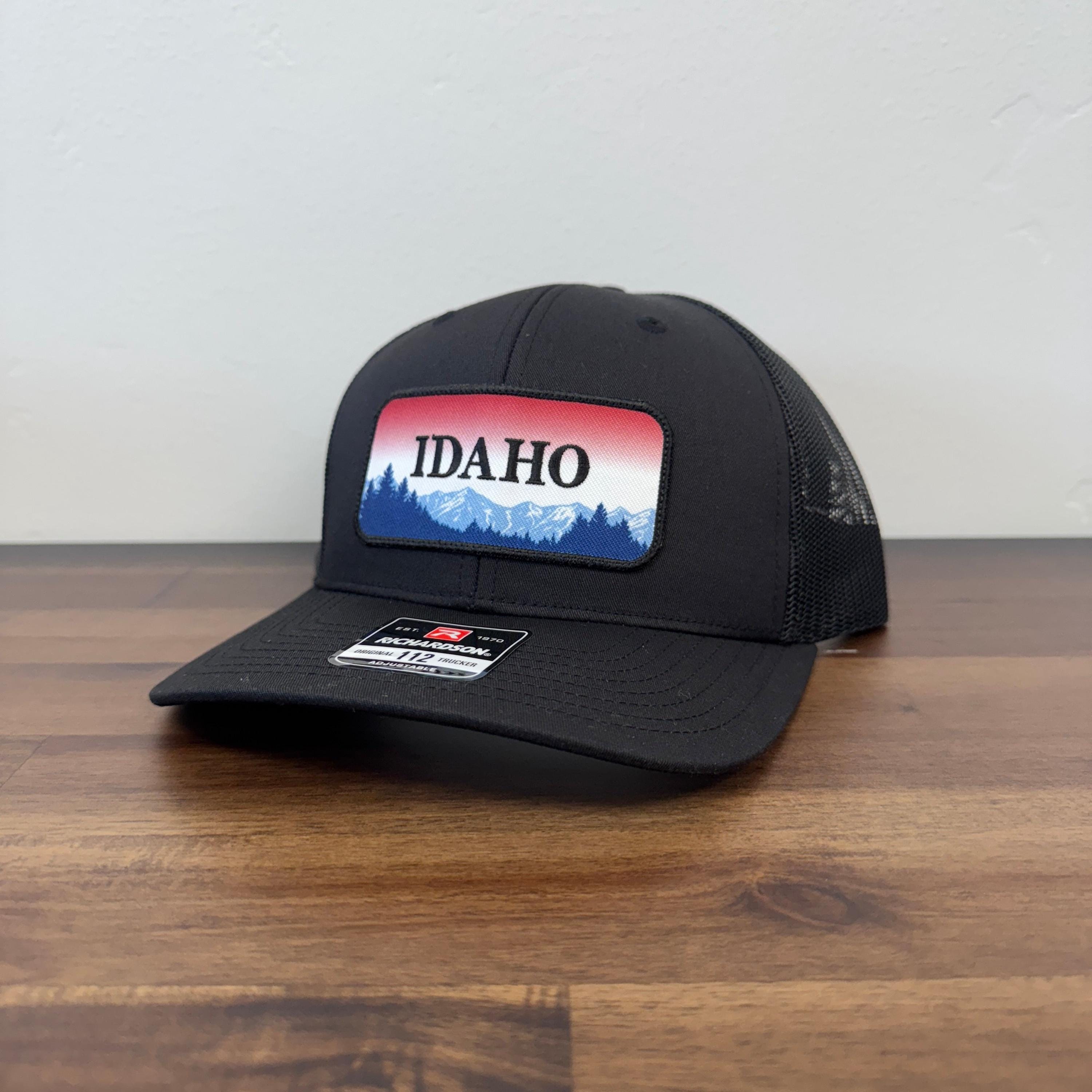 Idaho License Plate Hat: Leather Patch and Mesh (Snapback Adjustable)-208 Tees Wholesale, Idaho