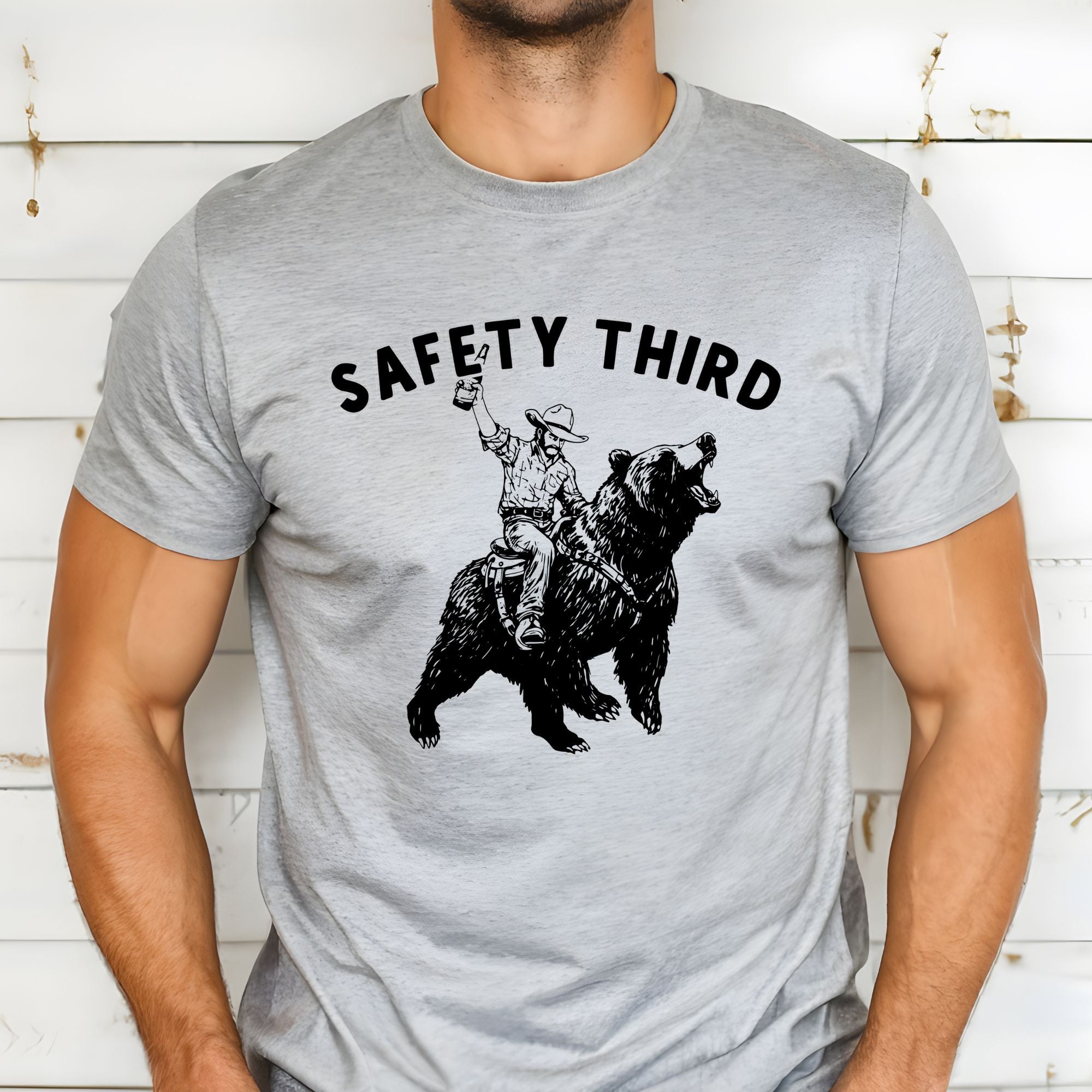 Safety Third Bear Rider Graphic Tee Long Sleeve 281-Graphic Tees-208 Tees Wholesale, Idaho