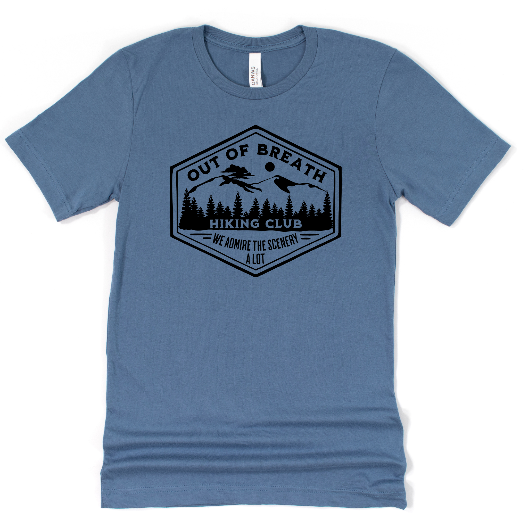 Out of Breath Hiking Club Graphic Tee Long Sleeve 127-Graphic Tees-208 Tees Wholesale, Idaho