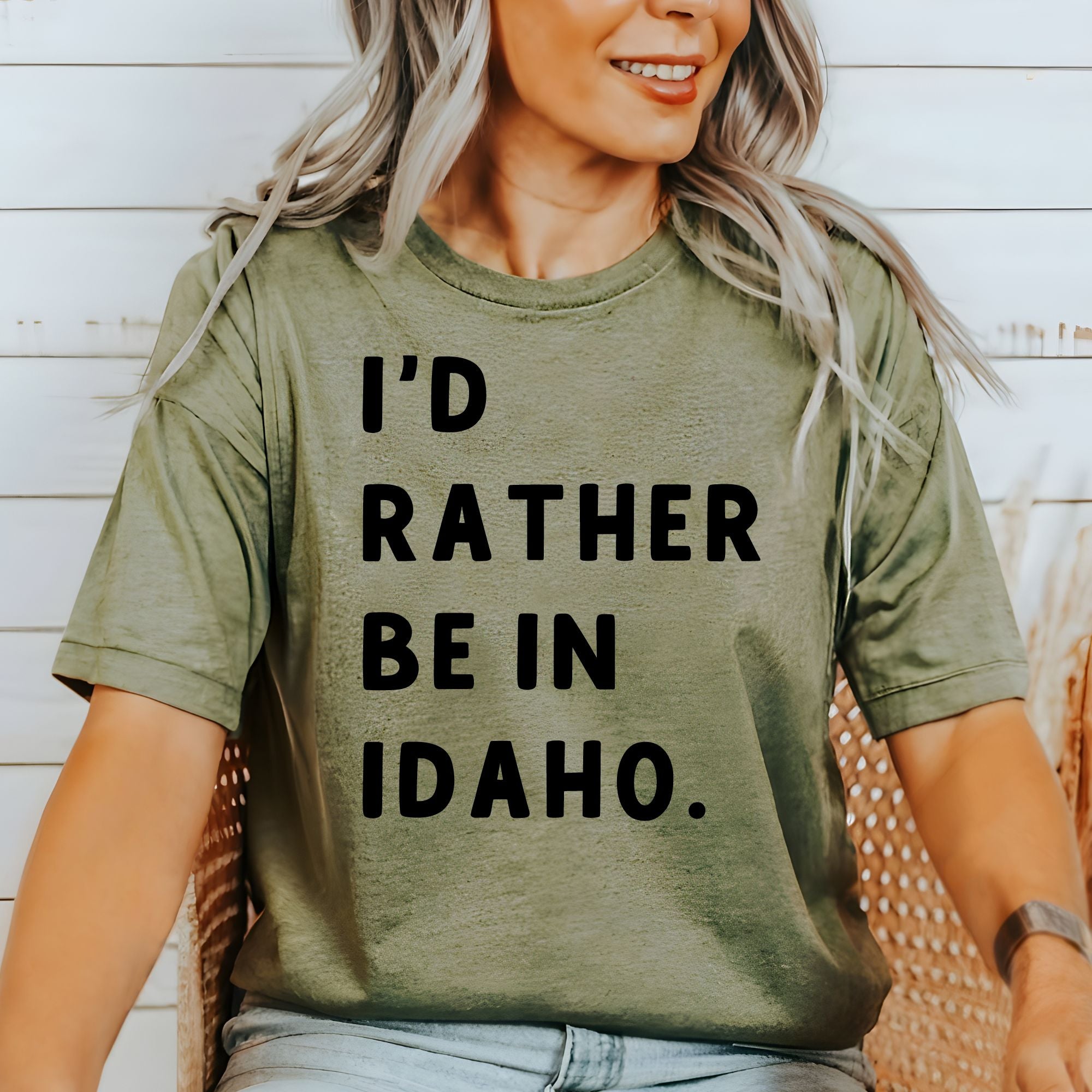 I'd Rather Be In Idaho Graphic Tee Long Sleeve 280-Graphic Tees-208 Tees Wholesale, Idaho