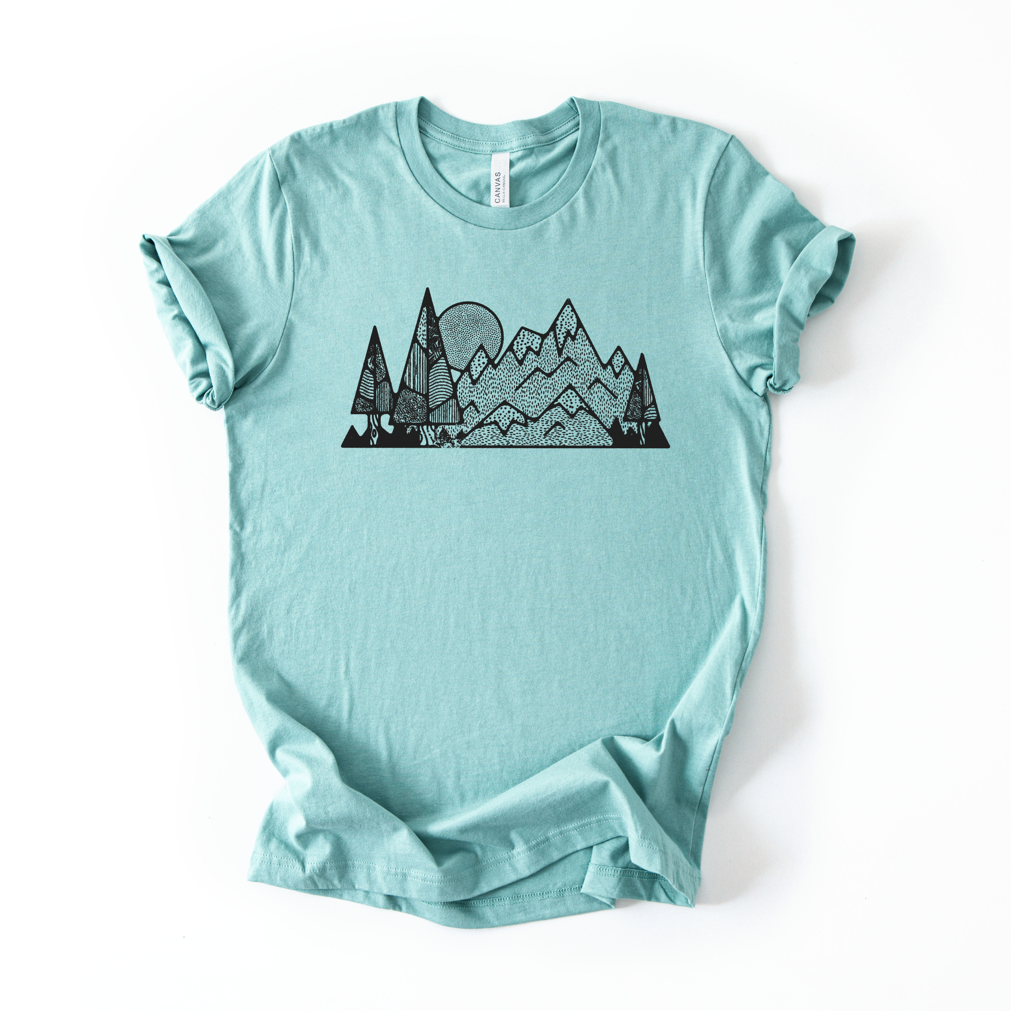 Mountain Graphic Tee Long Sleeve 234 nowrds-Graphic Tees-208 Tees Wholesale, Idaho