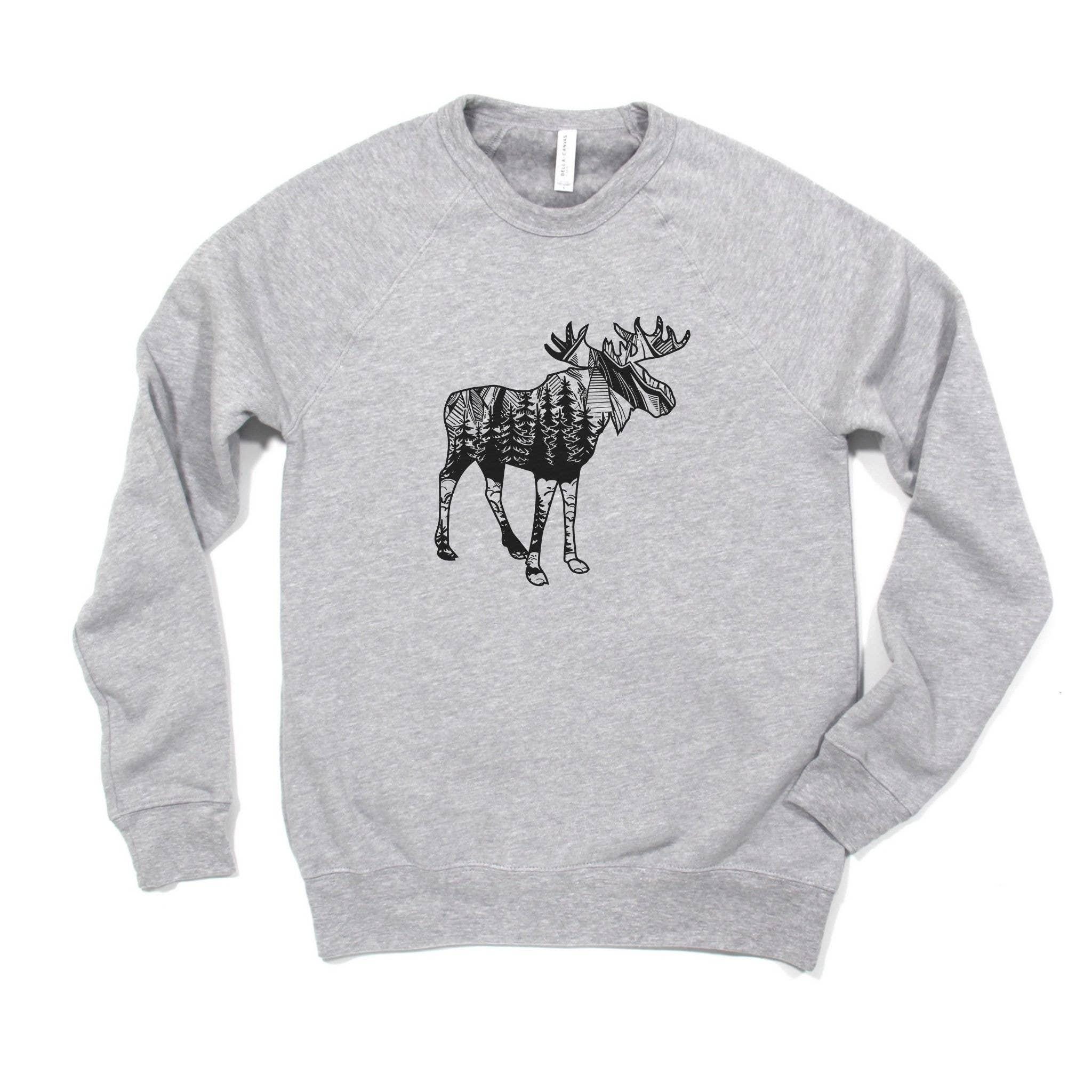 WHOLESALE Moose Outline Forest Hoodie Sweatshirt | Crewneck 024-Sweatshirts-208 Tees Wholesale, Idaho