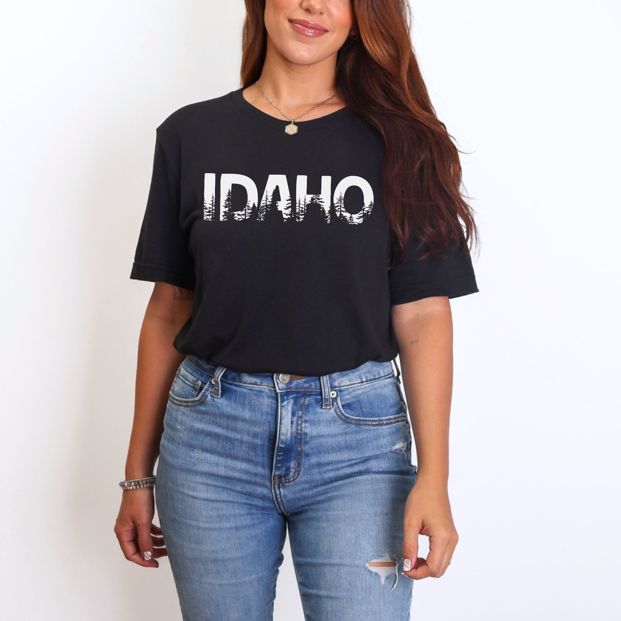 Idaho Pine Trees Graphic Tee 261W-Graphic Tees-208 Tees Wholesale, Idaho
