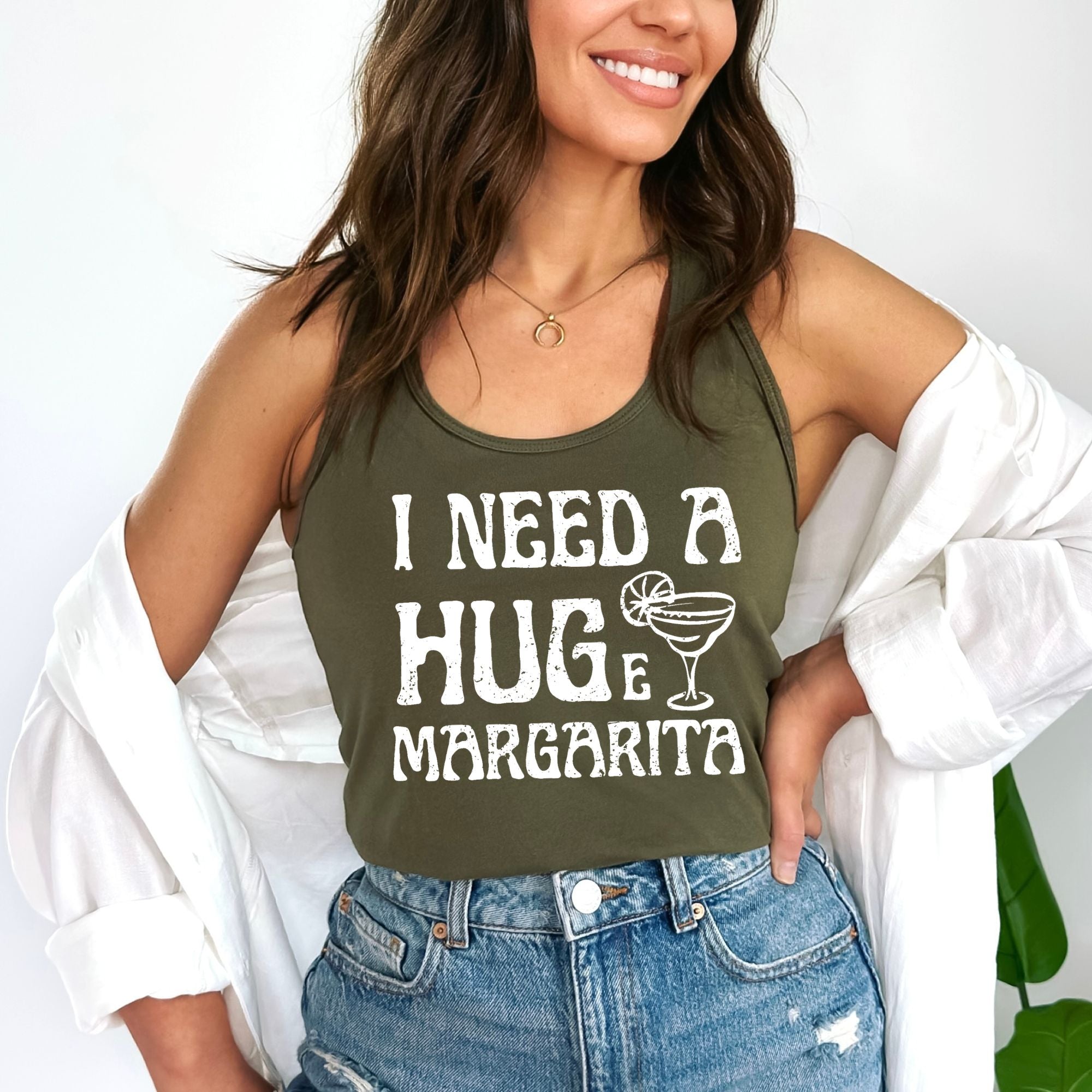 I Need A Hug(e) Margarita Tank Top-Tank Tops-208 Tees Wholesale, Idaho