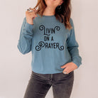 Livin' On a Prayer, Christian Long Sleeve Shirt Women, *UNISEX FIT*-Long Sleeves-208 Tees Wholesale, Idaho