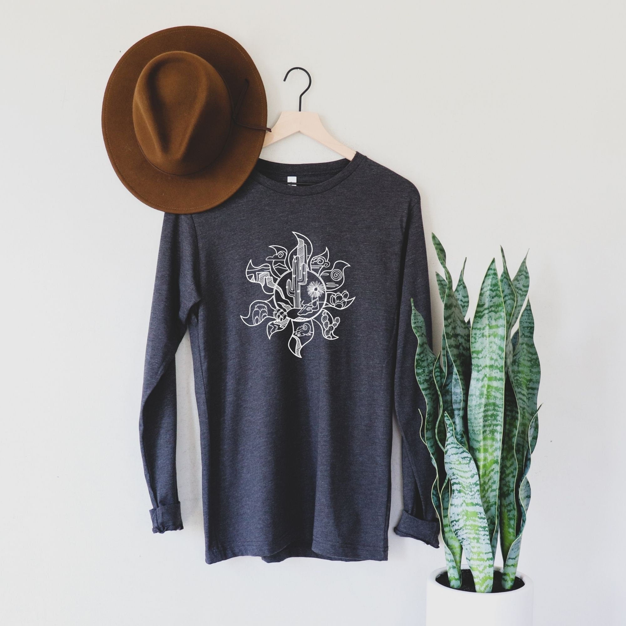 Desert Scene Long Sleeve Shirt, Cute Long Sleeve T Shirt, Long Sleeve Shirts for Women, Cactus Shirt, Gift for Her, Gift for Wife *UNISEX FIT*-Long Sleeves-208 Tees Wholesale, Idaho