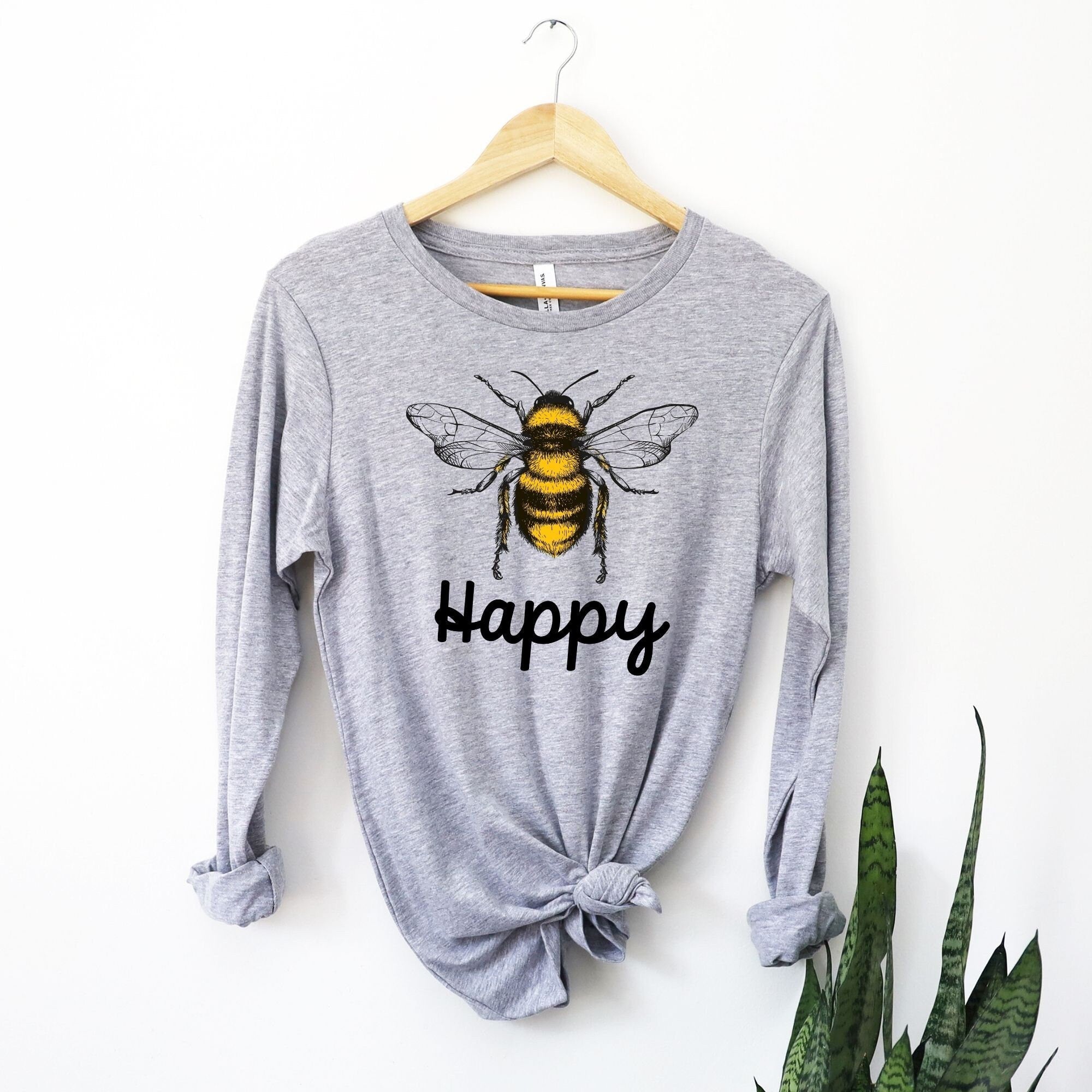 Bee Happy Long Sleeve, Happiness Shirt Long Sleeve T Shirt Bee Lover Gift Cute Honey Bee Design, Chistmas Gift, Keep the Hives Alive *UNISEX FIT*-Long Sleeves-208 Tees Wholesale, Idaho