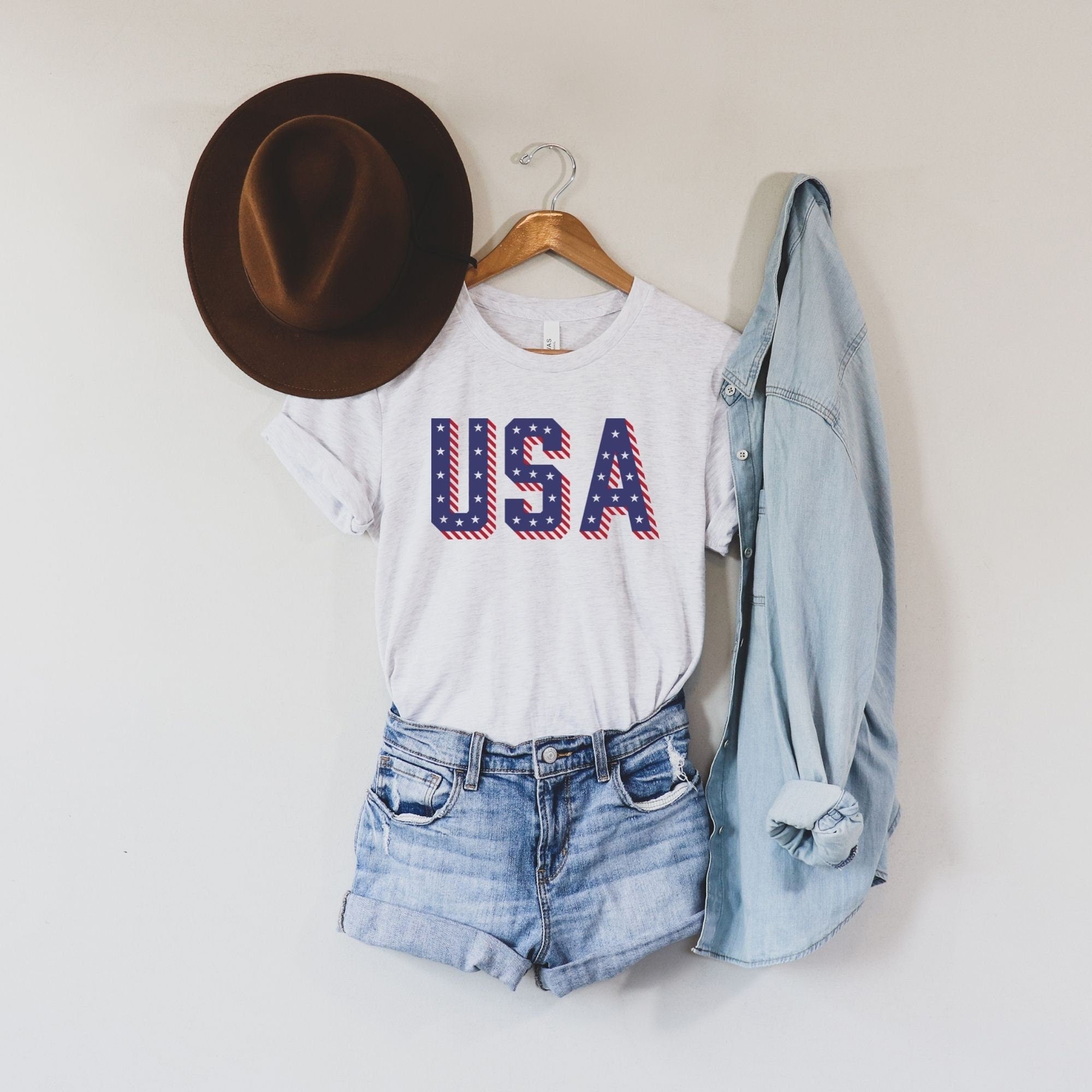 USA T Shirt for 4th Of July *UNISEX FIT*-Graphic Tees-208 Tees Wholesale, Idaho