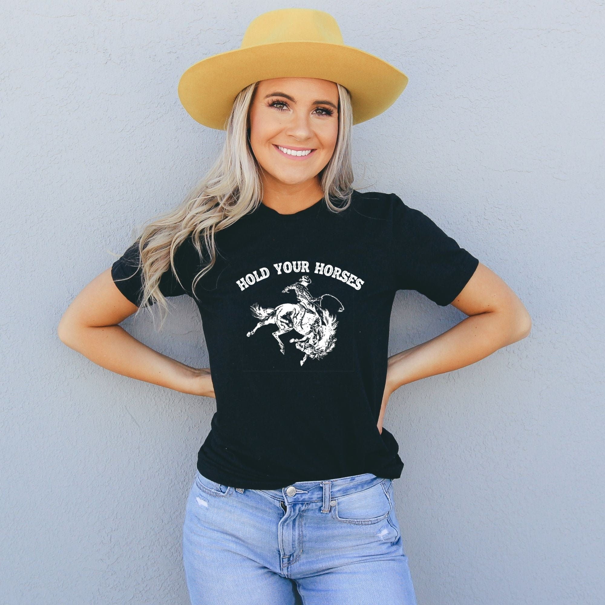 Hold Your Horses Rodeo Funny Graphic Tee *UNISEX FIT*-208 Tees Wholesale, Idaho