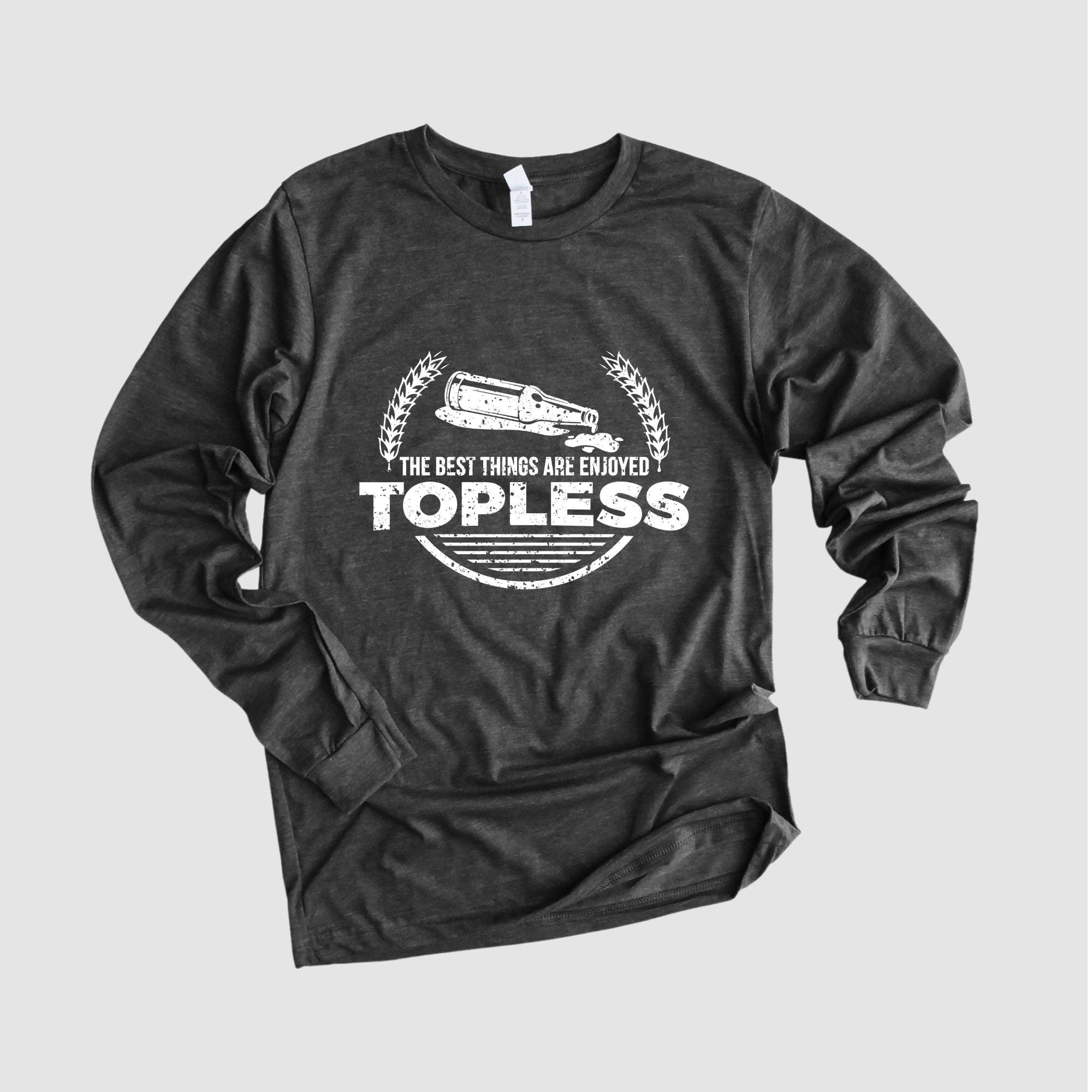 Beer Shirt, Topless T Shirt, Gift for Dad, Gift for Husband *UNISEX FIT*-Long Sleeves-208 Tees Wholesale, Idaho