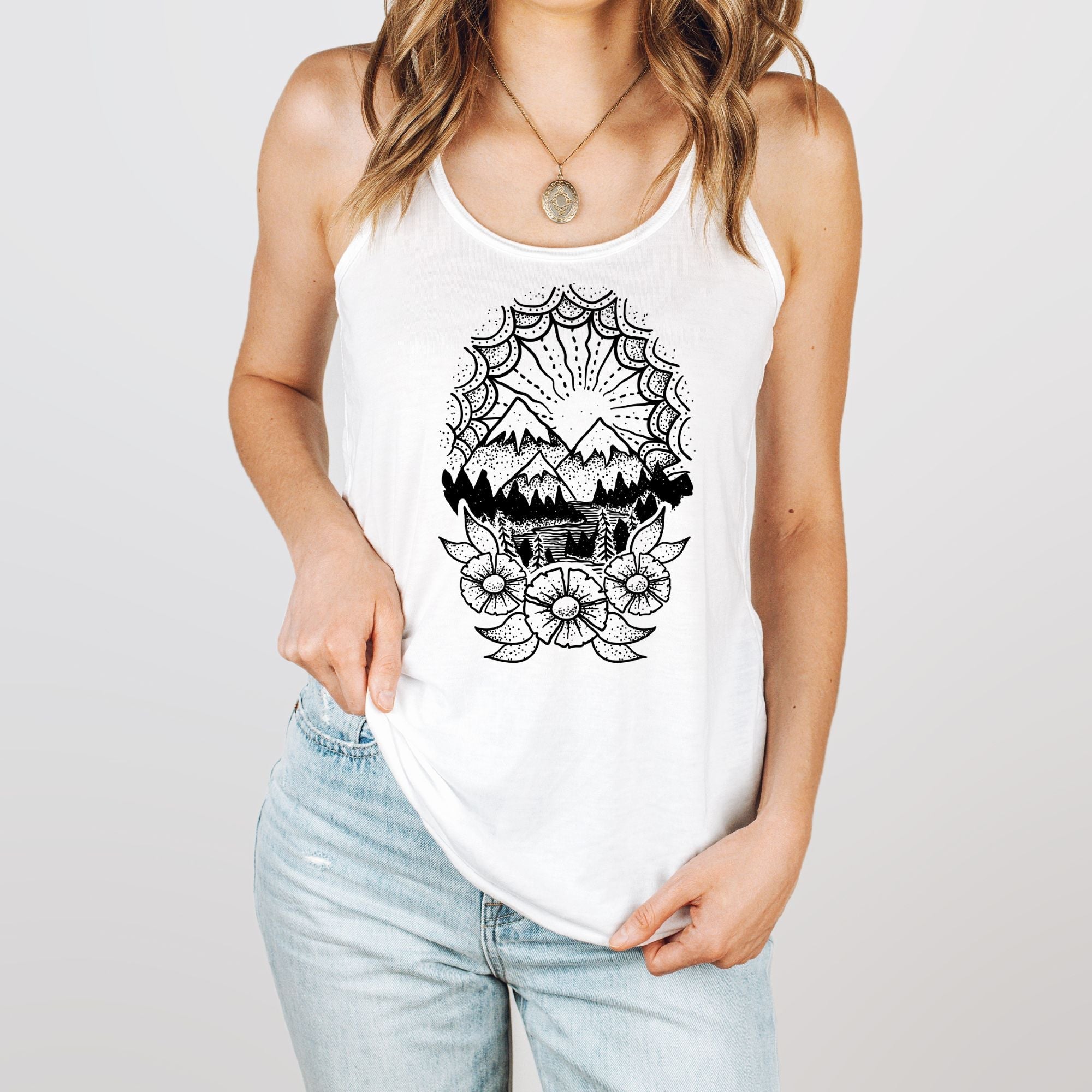 Snowy Mountain Tank Top-Tank Tops-208 Tees Wholesale, Idaho