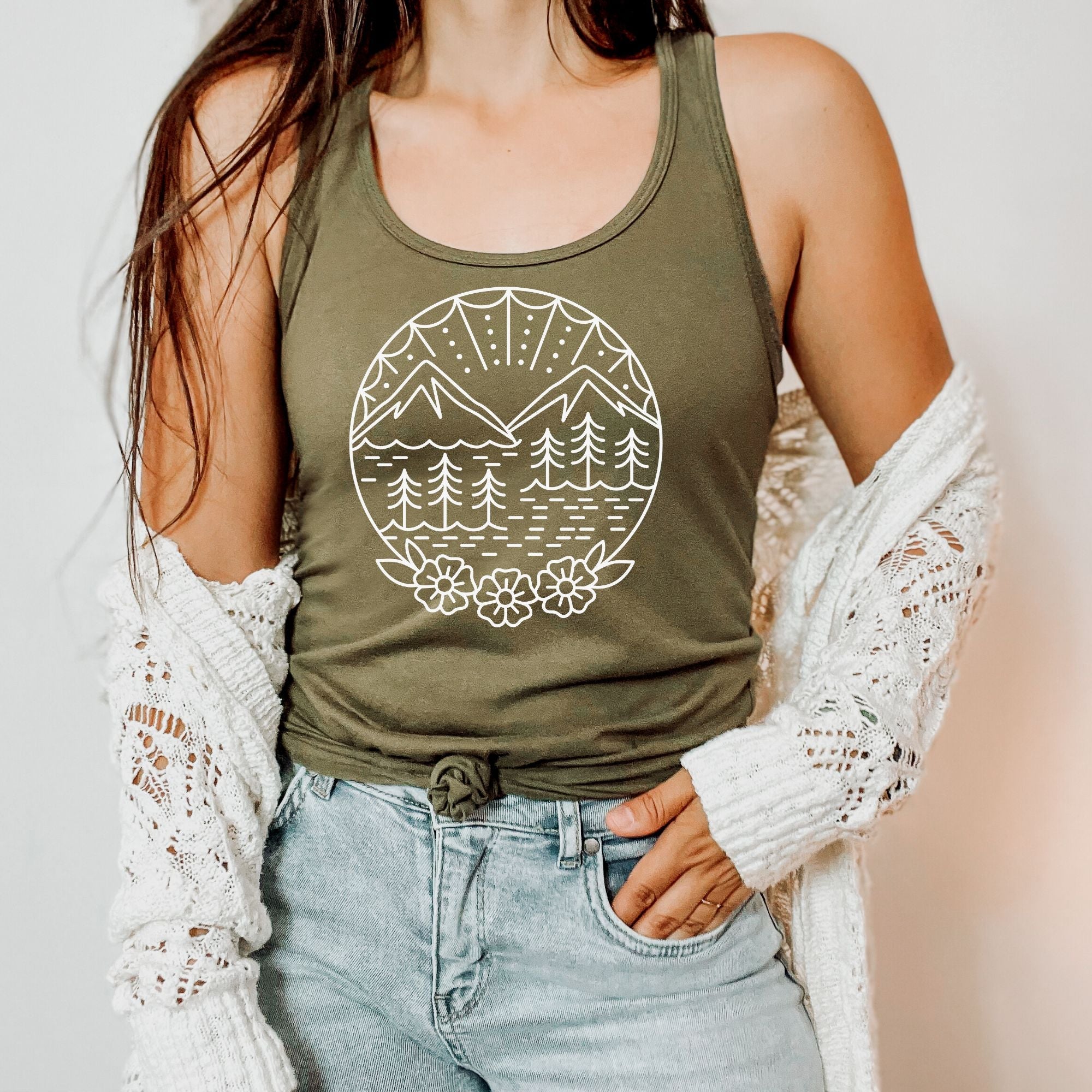 Traditional Mountain Tank Top-Tank Tops-208 Tees Wholesale, Idaho